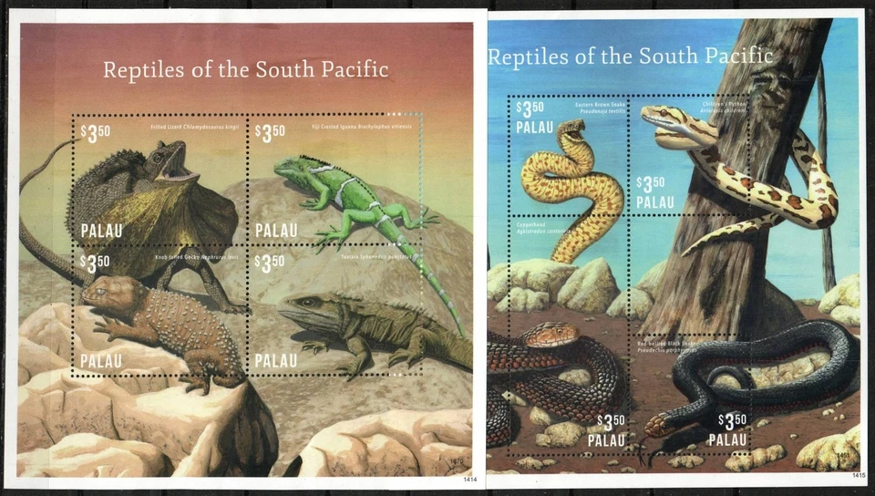 Palau Stamp 1212-1213  - Reptiles of the South Pacific - Image 1 of 1