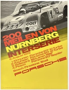 Original Vintage Poster PORSCHE INTERSERIE 200 MEILEN VON NURNBERG 72 Victory OL - Picture 1 of 5