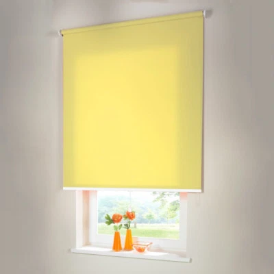 Sichtschutzrollo Mittelzugrollo Springrollo Rollo - Höhe 190 cm gelb - Bild 1 von 3