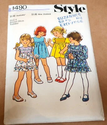 RETRO STYLE 1979 CHILDS DRESS PATTERN 1490 - Image 1 of 2