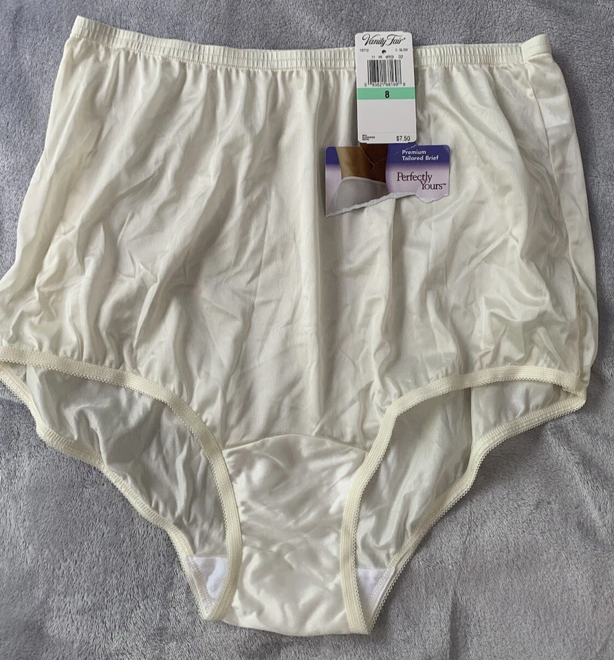 复古 Vanity Fair 15712 Perfectly Yours Brief 内裤 8 XL 全新带标签 象牙色 — 第 1/4 张图片