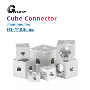M3 M4 M5 M6 M8/10 Cube Connector Aluminium Fixing Bracket Square Spacer Standoff - Afbeelding 1 van 16