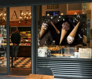 3D Ice Cream Dessert Shop G143 Window Stickers Vinyl Wall Mural Decals Coco - Picture 1 of 11