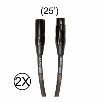 2 Pack Roland Black Series Heavy-Duty XLR to XLR Balanced Microphone Cable (25') - Image 1 of 2