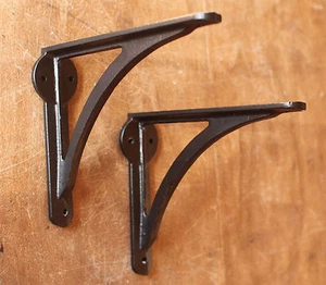 Pair of Black 7" ANTIQUE HEAVY CAST IRON VICTORIAN SHELF WALL BRACKETS BR08b(x2) - Picture 1 of 3