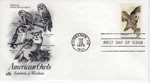 USPS FDC #1762 1978 15c Barred Owl American Owl Stamp Artcraft ST2200 - Picture 1 of 2