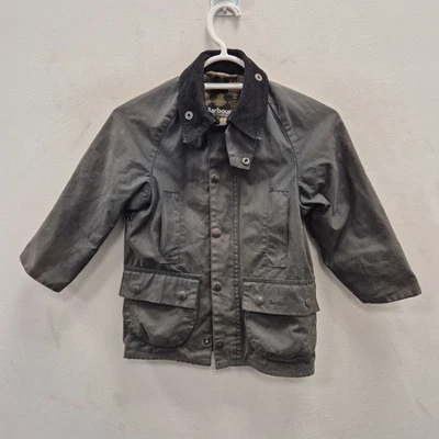 Barbour Children Kids Beaufort Wax Waterproof Wax Rain Navy Jacket Coat Size XS - Image 1 of 4