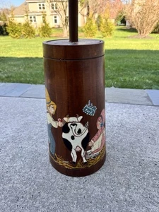 Vintage Country Farmhouse Scene Handpainted Wooden Butter Churn 27”Tall - Picture 1 of 10