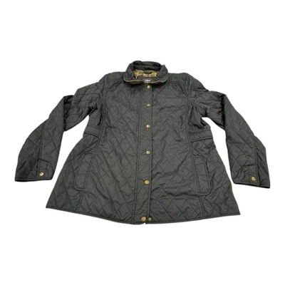 LL Bean Riding Women's XL Regular Navy Blue Quilted Plaid Lining Barn Chore Coat - Image 1 of 4