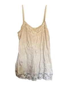 Dressbarn Beige With Lace Trimming Crinkle Top XL - Picture 1 of 6