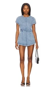 Free People x REVOLVE Charlotte Denim Romper in Light Fade Wash XS Brand New - Picture 1 of 10