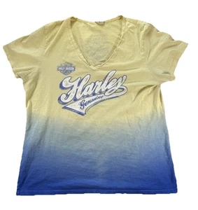 Camiseta Harley Davidson Ombre Logo Para Mujer XL Azul Y2K Motociclista Retro Occidental De Colección - Imagen 1 de 4