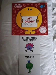 Three Mr Men & Little Miss Books - Mr Fib + Little Miss Surprise + My Daddy - Picture 1 of 7