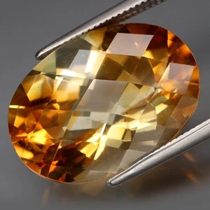 Tablero de ajedrez ovalado Brasil citrino amarillo 100 % natural real 12,07 quilates ¡limpio para ojos! - Imagen 1 de 4