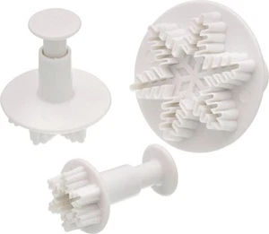 KitchenCraft 3pcs. Plastic Snowflake Design Fondant Plunger Cutters, Easy to use - Picture 1 of 16