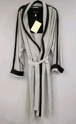 NEW Size XL / XXL - Stan Herman Black Grey Plush Cozy Cuddler Wrap Robe Spa QVC - Image 1 of 4