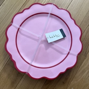 Nicole Miller Pink & Red Melamine Dinner Plates Party Summer 4 Pc New - Picture 1 of 3