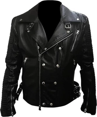 Mens Joker Jared Leto Suicide Squad Biker Racer Real Leather Jacket Coat Style - Image 1 of 3