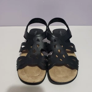 Easy Street Sz 10M Black Faux Leather Women's Sandals  - Picture 1 of 9
