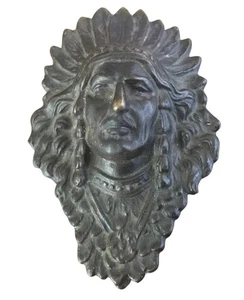 VINTAGE Judd Cast Iron Native American Indian Chief Paper Weight Clip  9 - Picture 1 of 3
