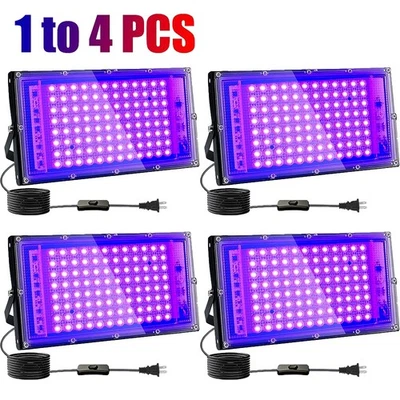 1-4X UV Black Light 100W Bar UV LED Stage Blacklight Party DJ Club for Halloween - Image 1 of 4