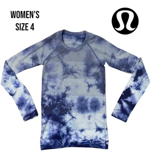 Lululemon Swiftly Tech Long Sleeve Shirt Women's 4 Tie Dye Blue White Run Yoga - Picture 1 of 9