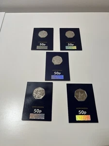 2022-24 Harry Potter Dumbledore Winged Keys 50p Coin Change Checker Cards x5 - Picture 1 of 16