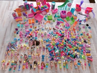 Vintage 2000's Polly Pocket Lot 50+ Dolls 100's Rubber Clothes Accessories Parts - Image 1 of 4