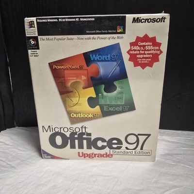 Vintage Microsoft Office 97 Upgrade Standard Big Box Version New Open Box EK2207 - Image 1 of 4