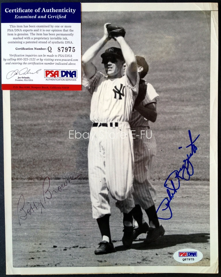 PHIL RIZZUTO BOBBY BROWN Dual Signed Original 1954 Press Photo PSA/DNA Autograph - Image 1 of 4