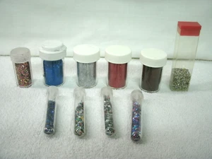 VINTAGE  GLITTER--10 Containers/Tubes--Blue/Brown/Red/Silver /Multi--No Brand - Picture 1 of 1