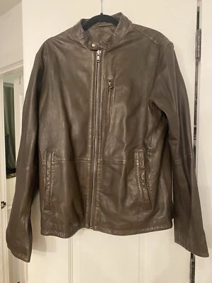 Y-153~ John Varvatos Hombres Motociclista Motocicleta Chaqueta Marrón Oveja Cuero Bolsillos L Foto 1 de 3