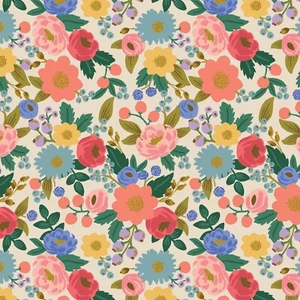 Gewehrpapier VINTAGE GARDEN Neuauflage Vintage Blüte in cremefarbenem metallischem Stoff - Bild 1 von 4