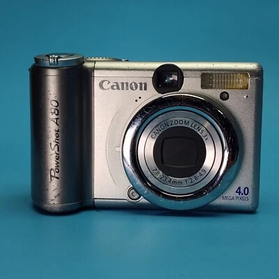 Canon PowerShot A80 4.0 MP Compact Digital Camera Silver Not Working For Parts - Image 1 of 4