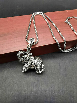 China's Old Tibet Silver Carving Silver Elephant Necklace Pendant • 15.99$