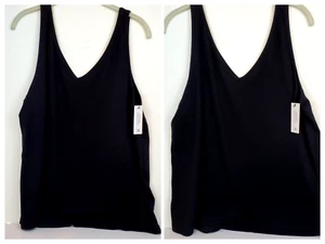 Lot of 2 Terra & Sky Ribbed Tank Tops Black V-Neck Womens 1X 16W-18W NEW - Picture 1 of 8