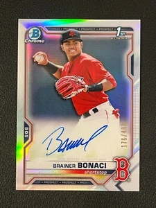 Brainer Bonaci 2021 Bowman Chrome 1st Auto Refractor /499 Red Sox - Picture 1 of 2