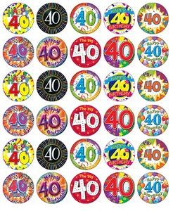40th Birthday Party x 30 Cupcake Toppers Edible Wafer Paper Fairy Cake Toppers - Picture 1 of 3