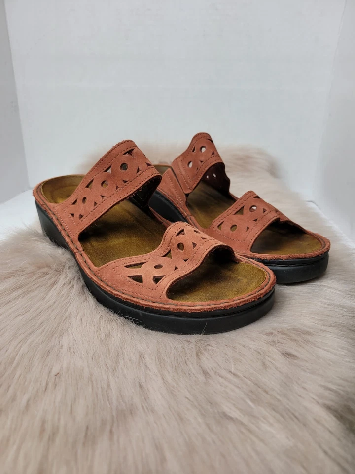 Sandalias Naot Marrón Filigrana Deslizable Cuña Plataforma Correa Mujer Zapatos Talla 10  Foto 1 de 4