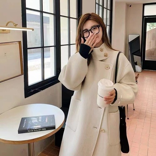 OFF WHITE Parka donna monopetto lana collo alto autunno inverno nuovo taglia