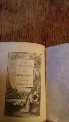 1885 MINIATURE LEATHER BOUND BOOK - IMITATION DE JESUS CHRIST - MAME TOURS - Image 1 of 4