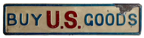 BUY U.S. GOODS 1930s Sign Booster License Plate Topper Americana Embossed Steel Cover