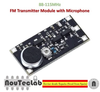 88-115MHz FM Wireless Transmitter Module with Microphone Adjustable - Photo 1/4