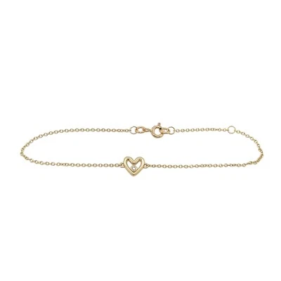 9ct Yellow Gold Heart Bracelet, Set with a diamond - Image 1 of 4