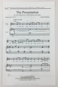 Presentation SATB Organ Sheet Music Solo High Voice By Daniel Pinkham ECS Pub - Picture 1 of 4