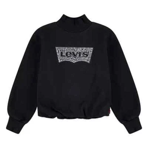 Levi's Girl's (Kids) Black Rhinestone Logo Mockneck Bubble Long Sleeve Top - XL - Picture 1 of 3