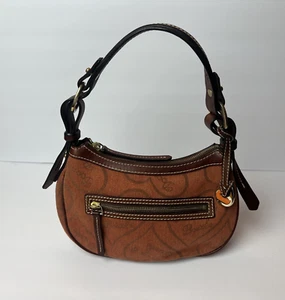 Dooney & Bourke Signature Hearts Logo Jacquard Pouchette Bag Rust Burnt Orange - Picture 1 of 14