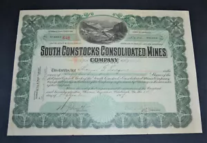 South Comstocks Società Miniere Consolidata 1909 Certificato di Stock - Foto 1 di 1