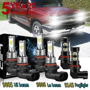 For Chevy Silverado 1500 2500 HD 2003-2005 2006 6K LED Headlight+Fog Light Bulbs - Picture 1 of 19