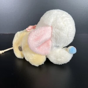 Eden Musical Elephant Plush Stuffed Animal Pastel Yellow Pink Blue Vintage - Picture 1 of 7
